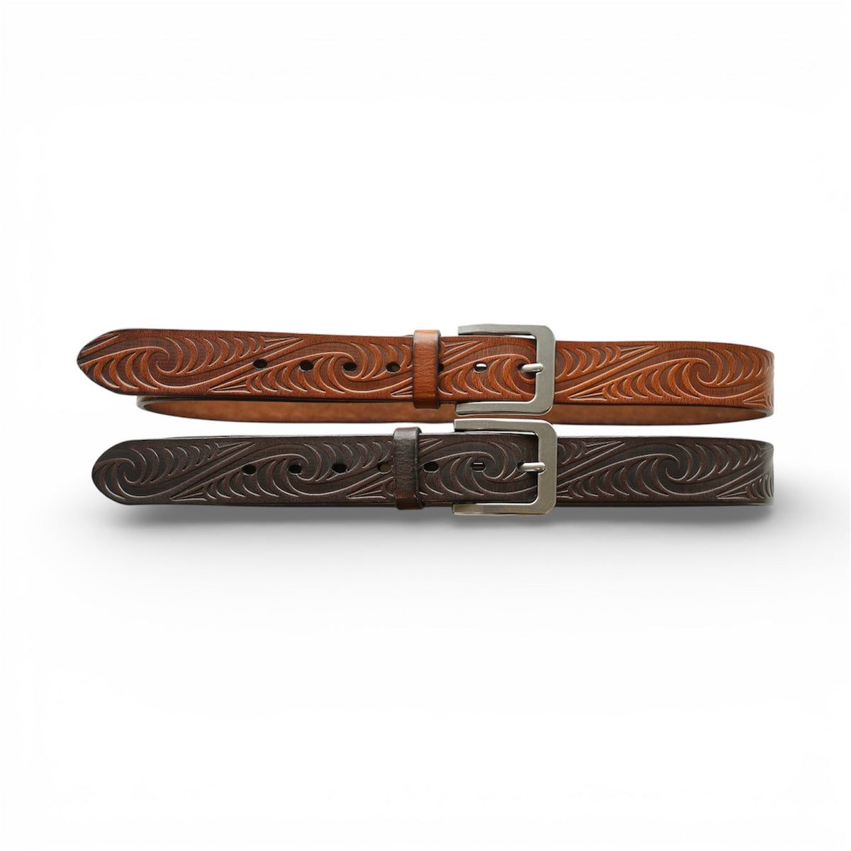 Shak Brown Leather Belt with Wooden Buckle size S/P Leather Belt with Shotgun Shell Loop accent in Brown or  main image 2