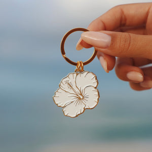 Resourceful - White Hibiscus Keychain