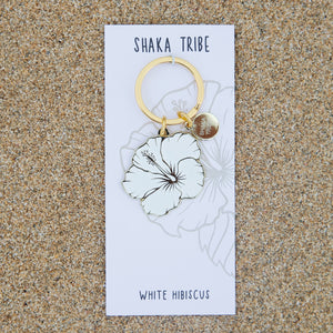 Resourceful - White Hibiscus Keychain