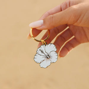 Resourceful - White Hibiscus Keychain