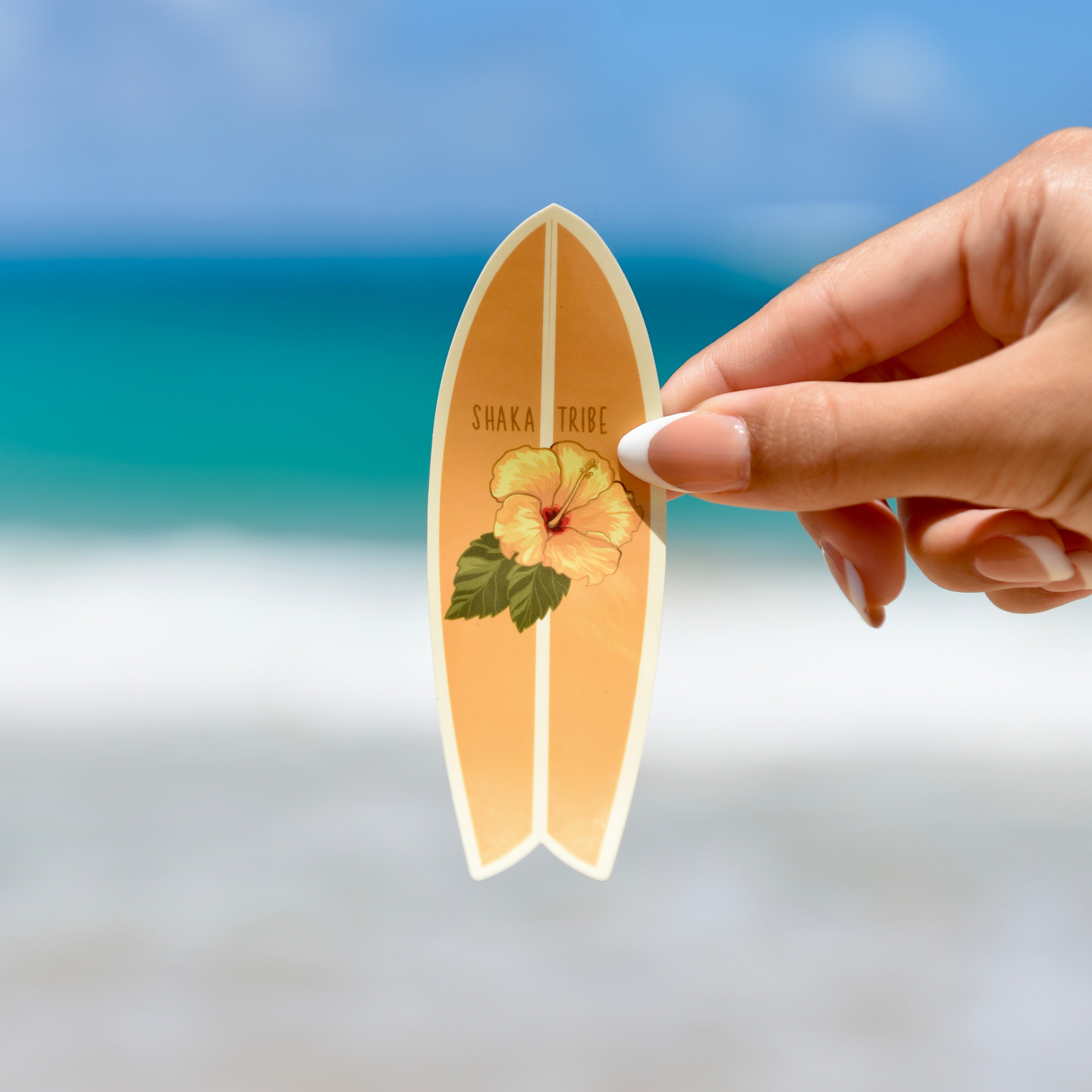 Happiness - Hibiscus Surfboard Sticker
